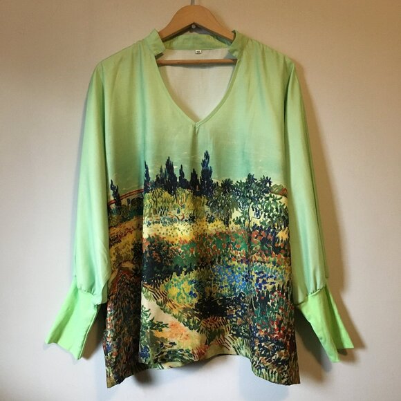 Vincent Van Gogh Fields Dolman Sleeve Top - Picture 1 of 12